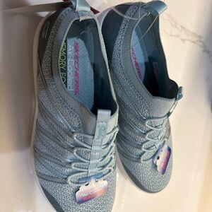 Brand New Memory Foam Skechers Slip Ons In Blue